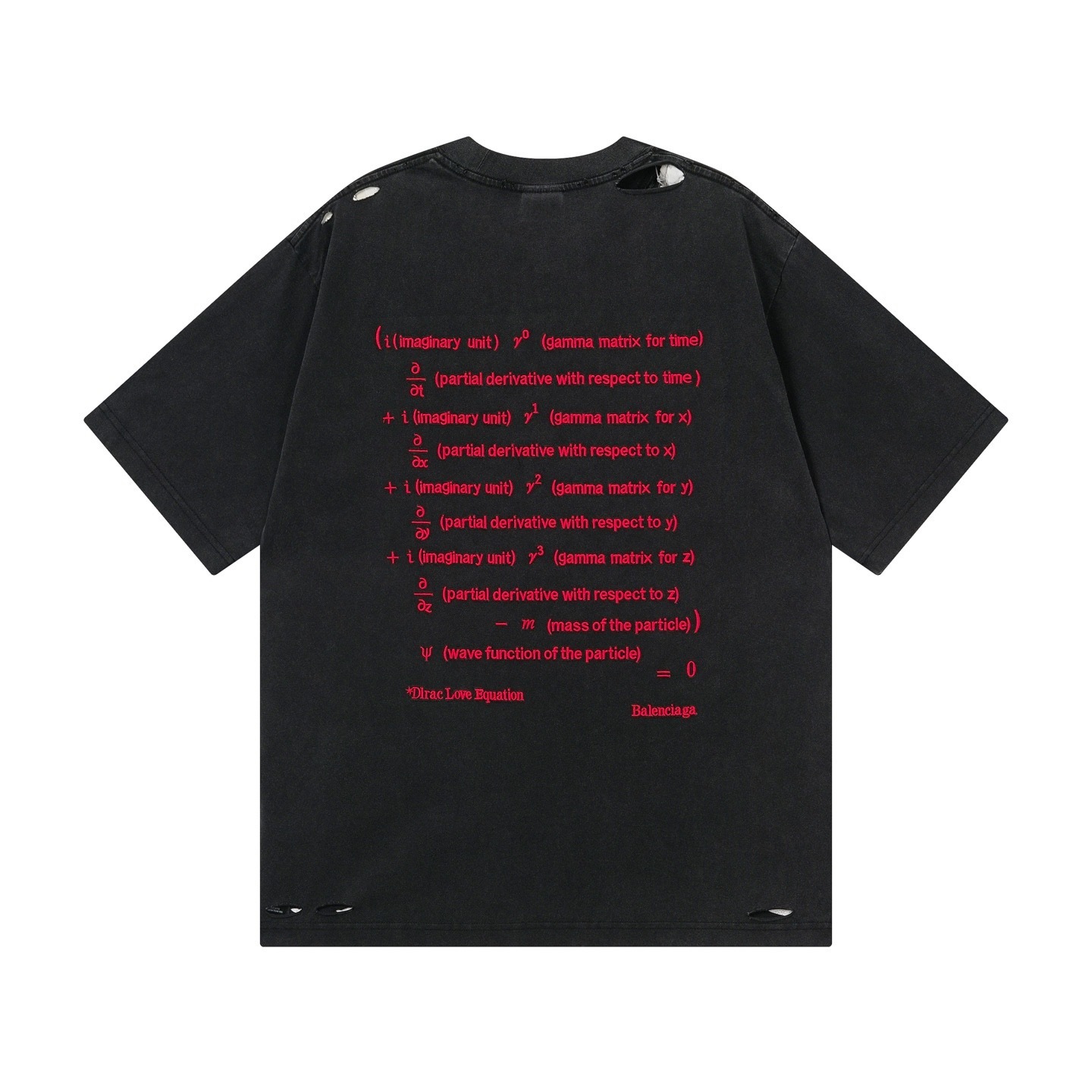 Balenciaga Dirac Equation Art Embroidery Vintage-Style T-Shirt Black