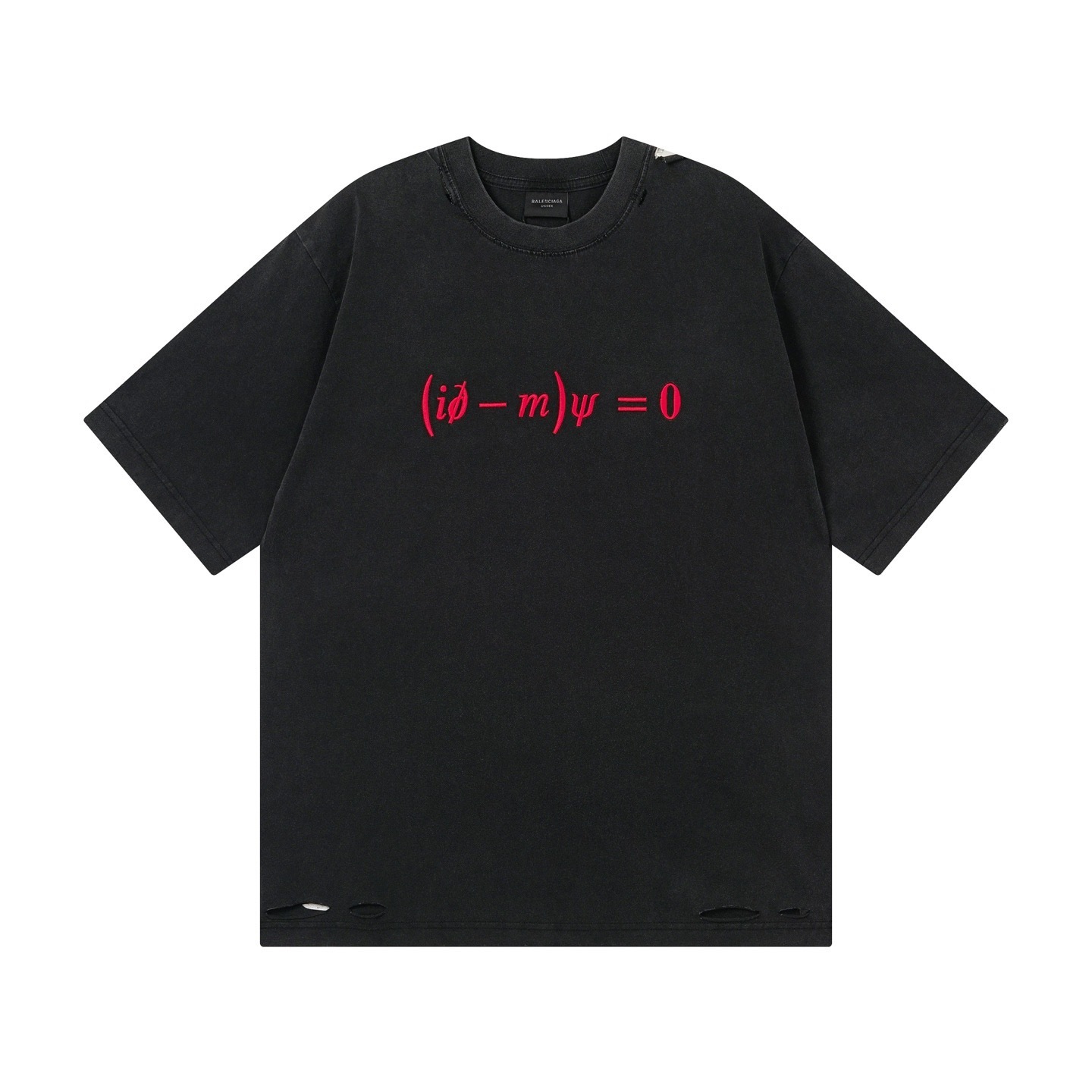 Balenciaga Dirac Equation Art Embroidery Vintage-Style T-Shirt Black