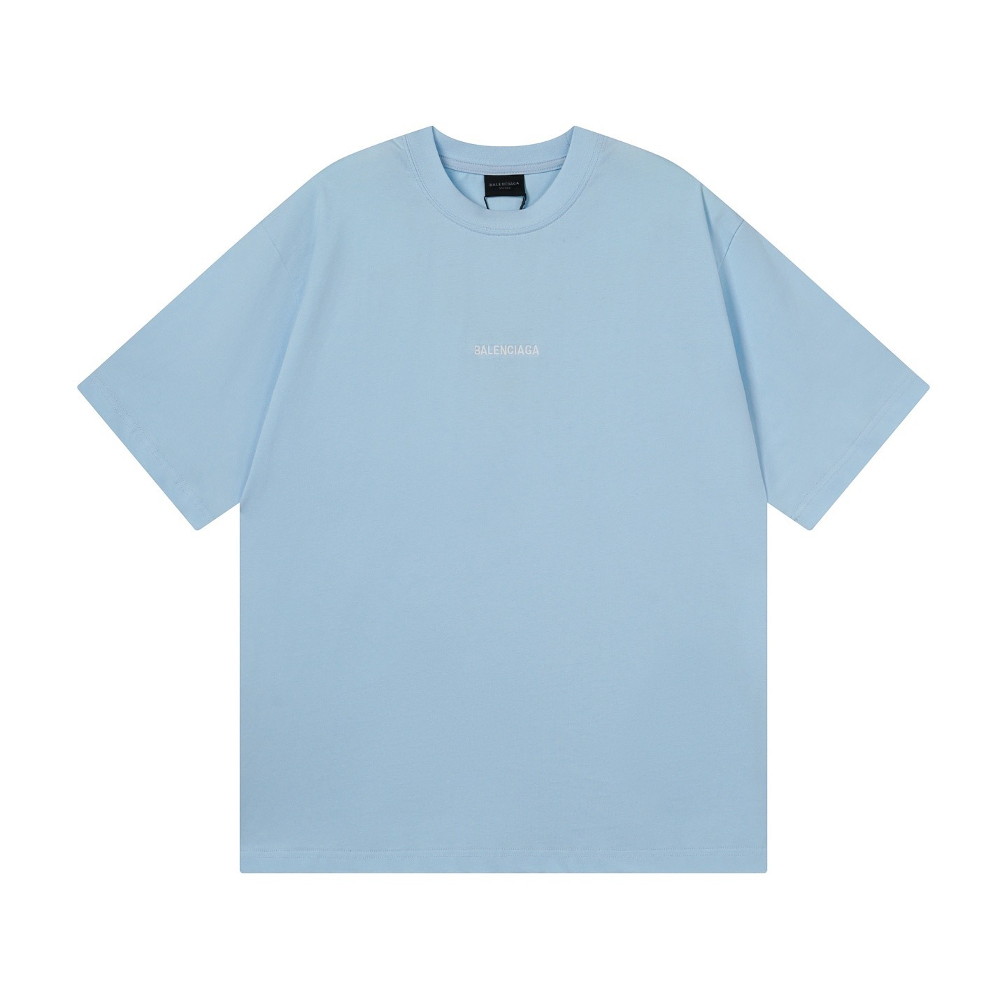 Balenciaga Logo Embroidered Washed Distressed T-shirt Black/Blue