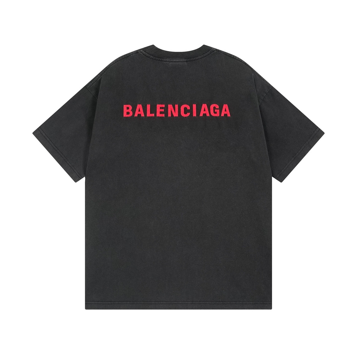 Balenciaga Logo Embroidered Washed Distressed T-shirt Black/Blue
