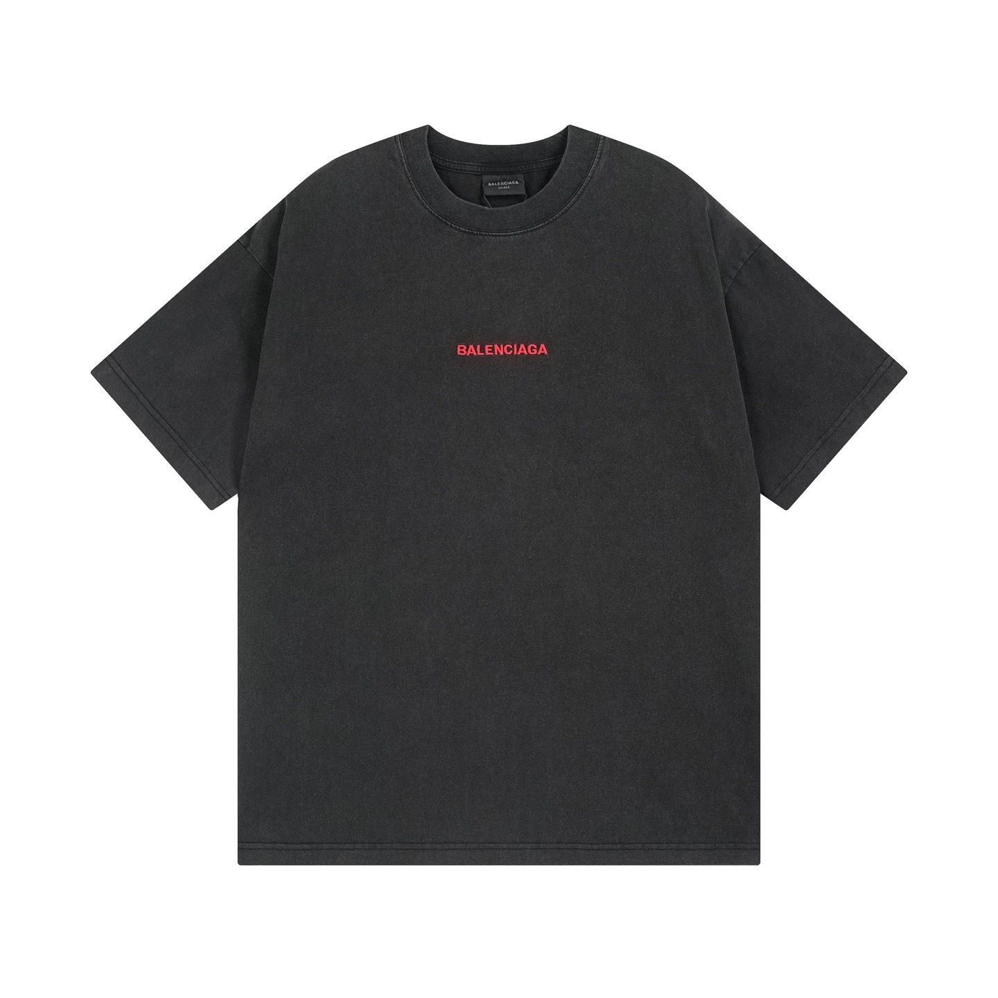 Balenciaga Logo Embroidered Washed Distressed T-shirt Black/Blue