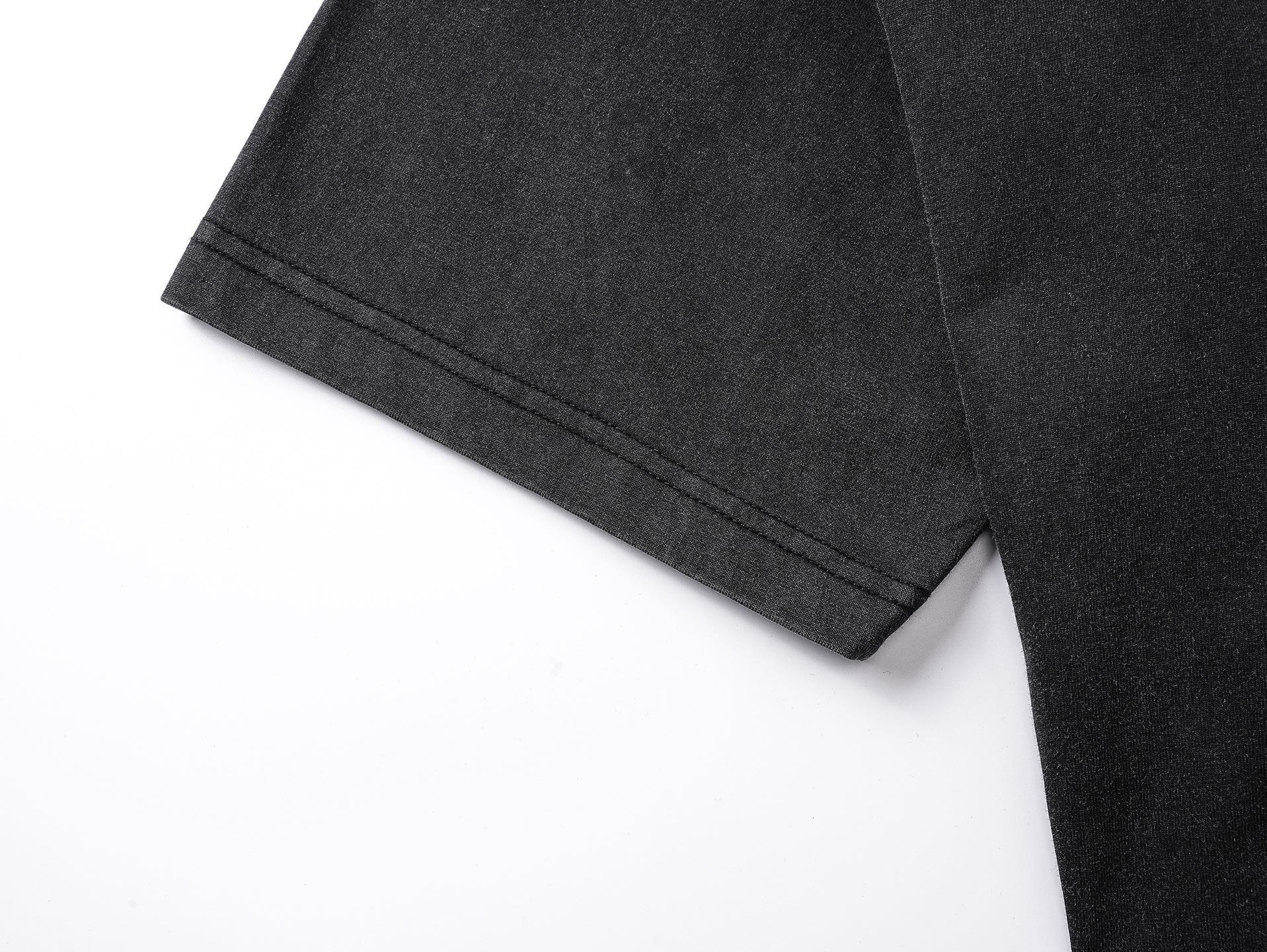 Balenciaga Logo Embroidered Washed Distressed T-shirt Black/Blue