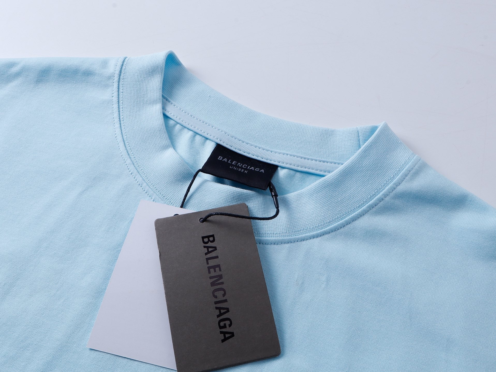 Balenciaga Logo Embroidered Washed Distressed T-shirt Black/Blue