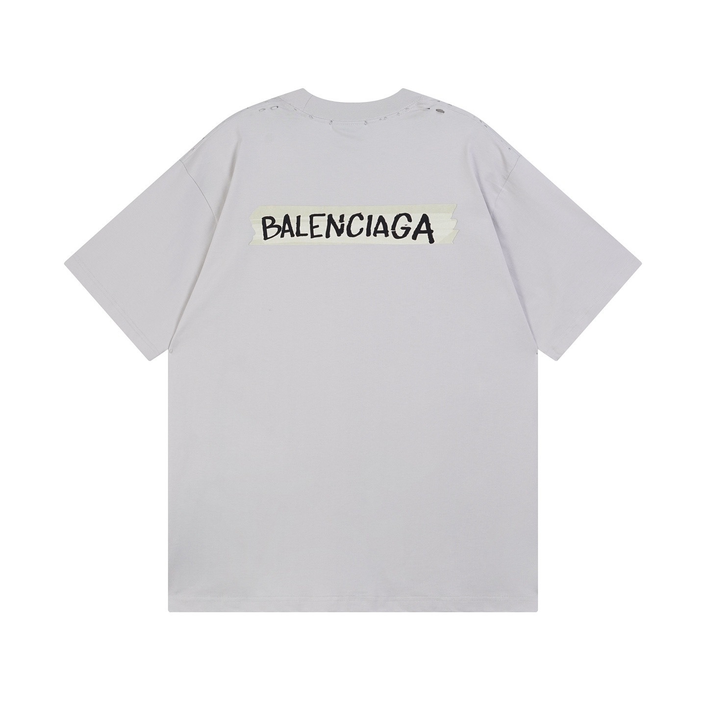 Balenciaga Masking Tape Printed Washed Distressed T-shirt Black/White/Olive Green