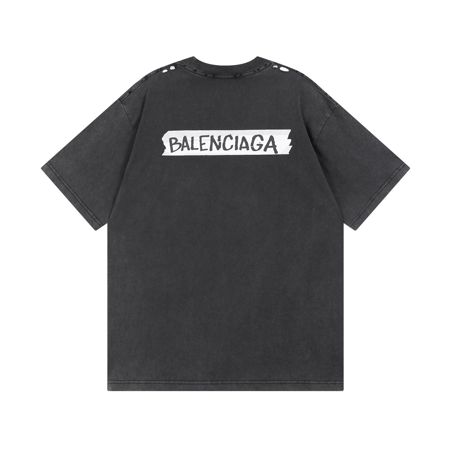 Balenciaga Masking Tape Printed Washed Distressed T-shirt Black/White/Olive Green