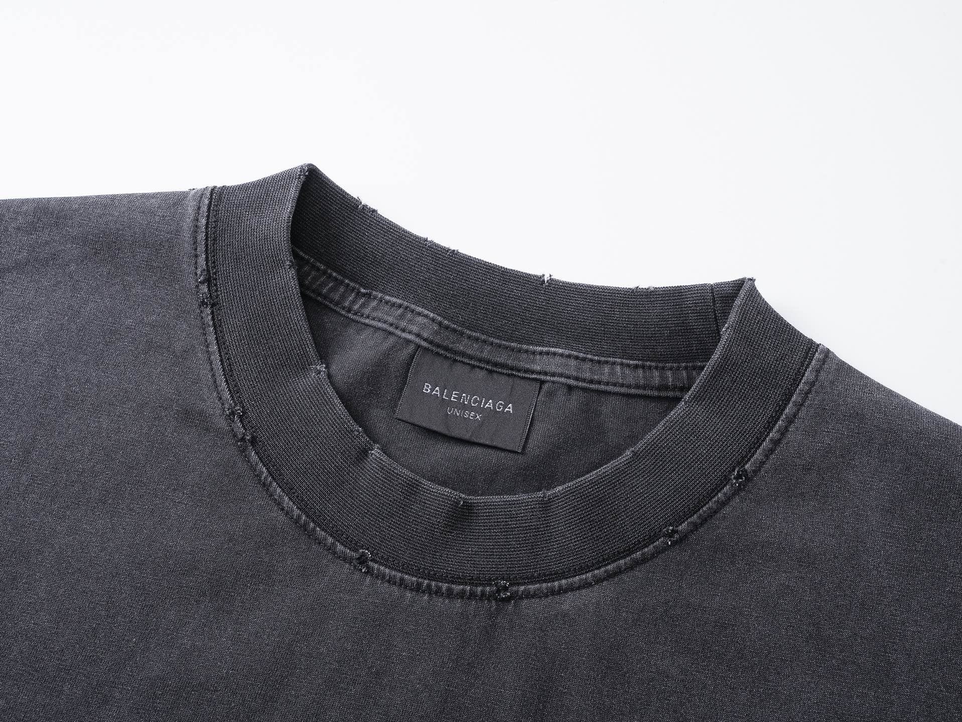 Balenciaga Masking Tape Printed Washed Distressed T-shirt Black/White/Olive Green