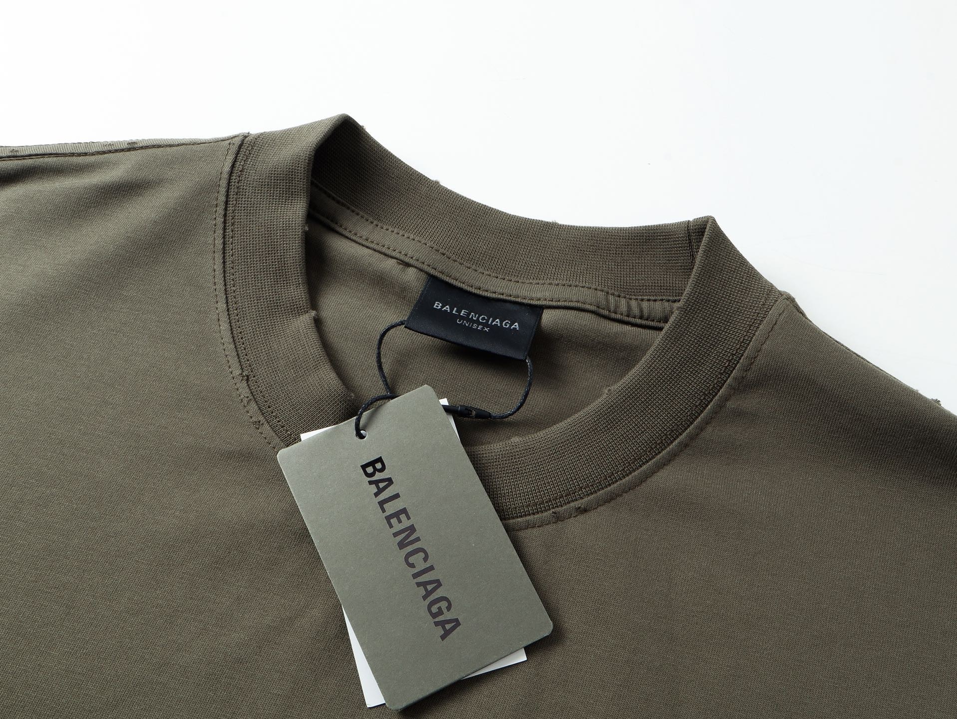 Balenciaga Masking Tape Printed Washed Distressed T-shirt Black/White/Olive Green