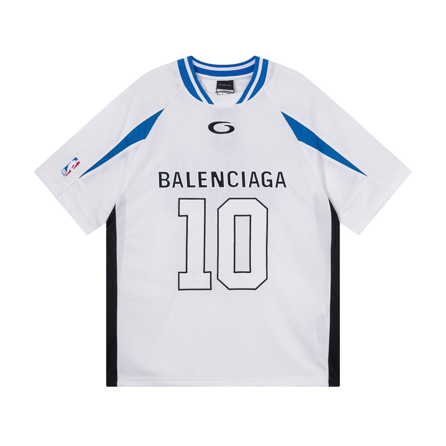 Balenciaga NBA Co-Branded Health Network Qversized Color Bocked T-shirt Black/White/Red
