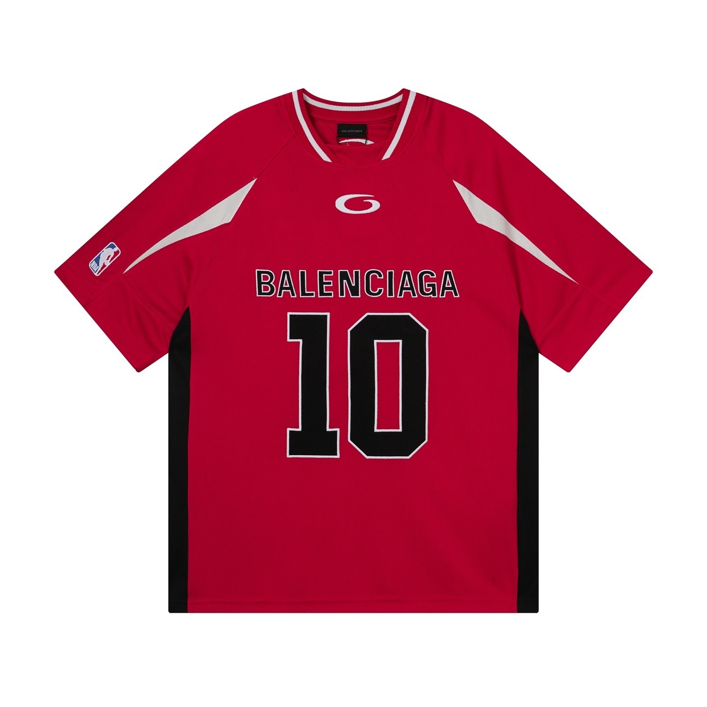 Balenciaga NBA Co-Branded Health Network Qversized Color Bocked T-shirt Black/White/Red