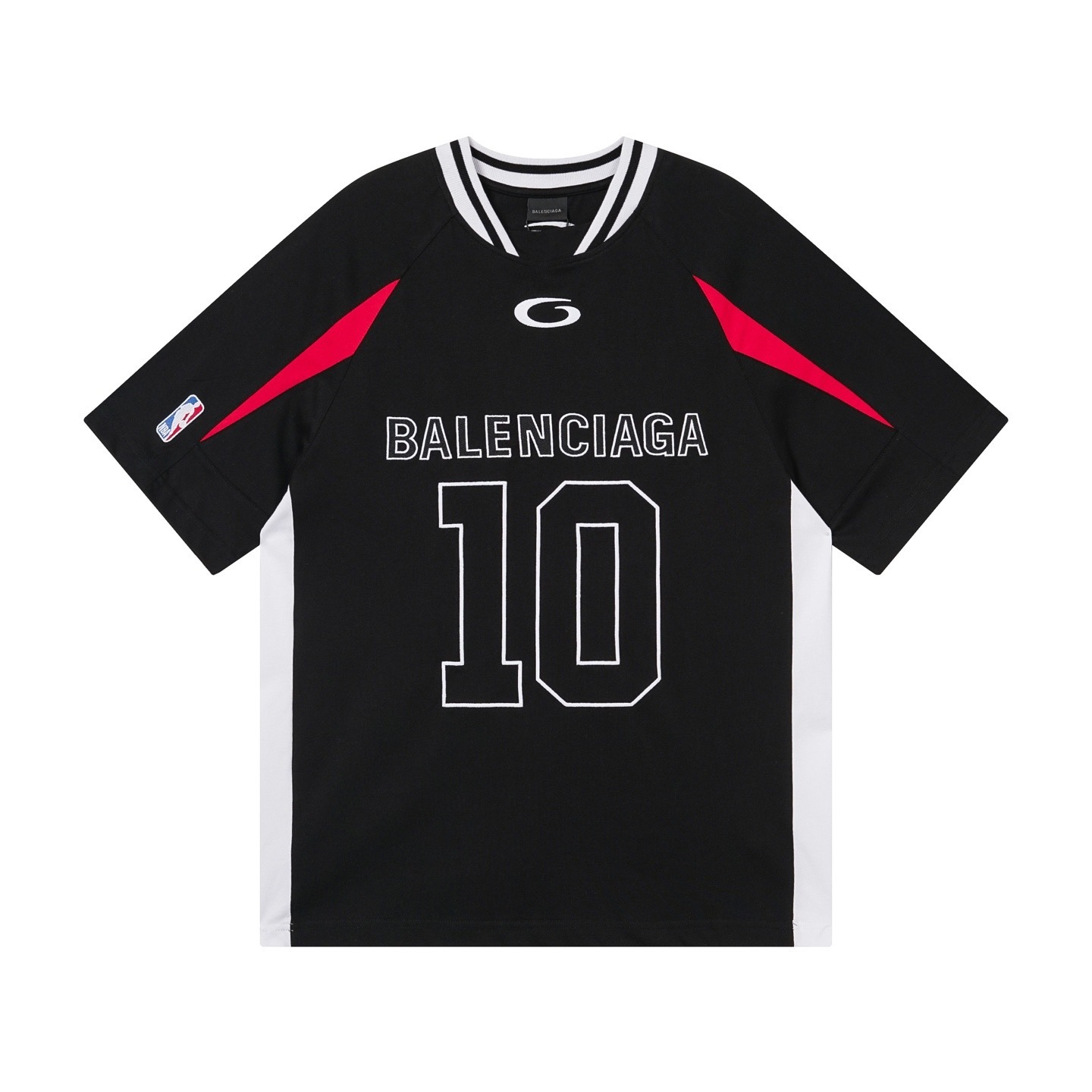 Balenciaga NBA Co-Branded Health Network Qversized Color Bocked T-shirt Black/White/Red