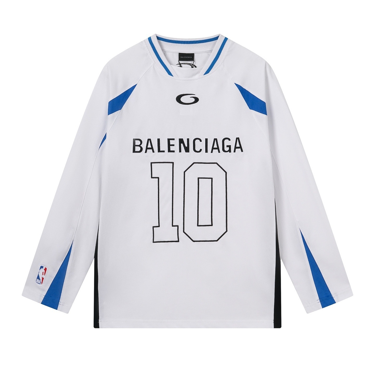 Balenciaga NBA Collab Health Mesh & Color-Block Long-Sleeve T-Shirt Black/Red/White