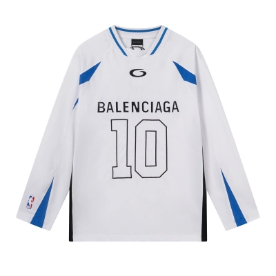 Balenciaga NBA Collab Health Mesh & Color-Block Long-Sleeve T-Shirt Black/Red/White 02
