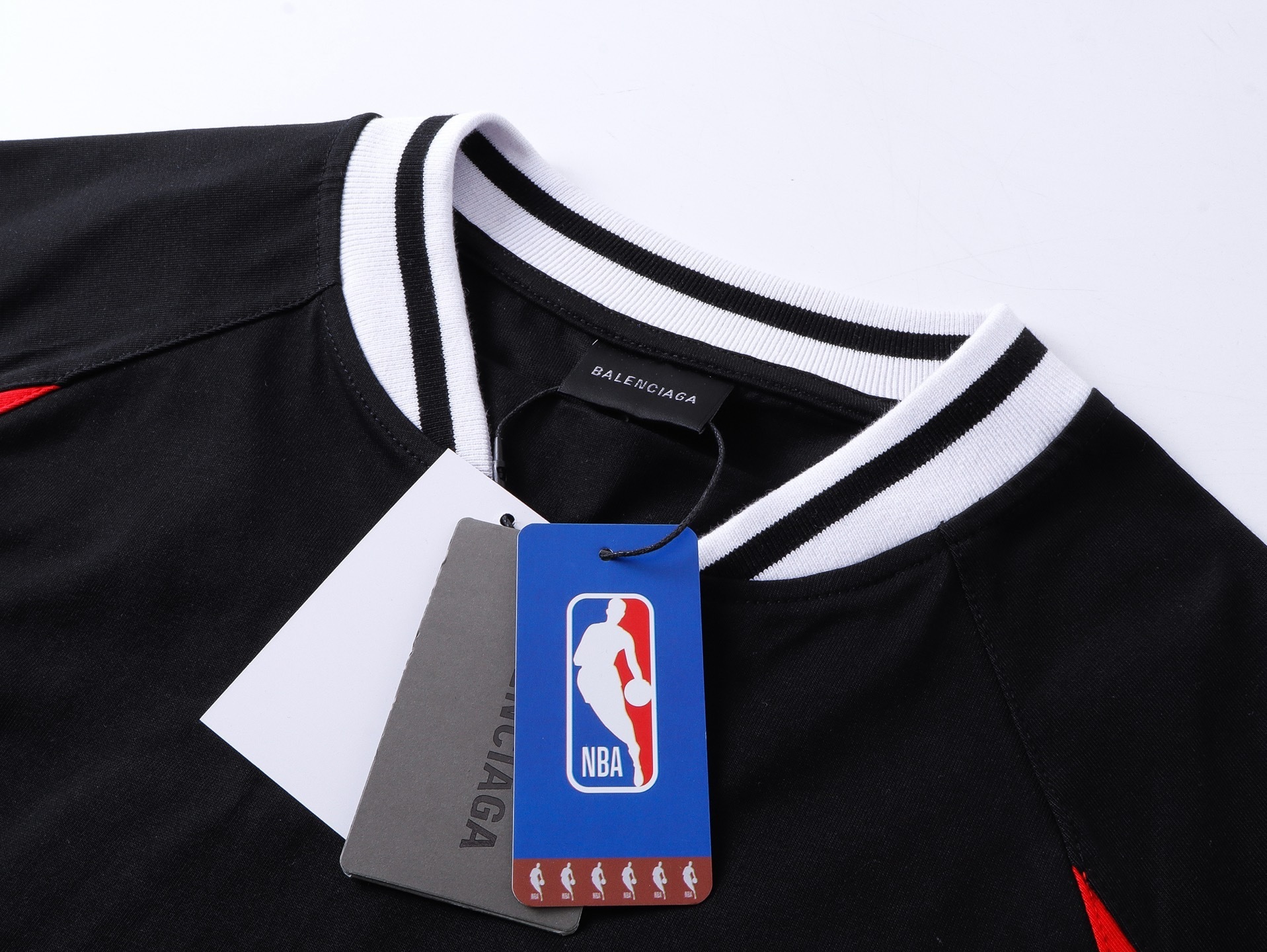 Balenciaga NBA Collab Health Mesh & Color-Block Long-Sleeve T-Shirt Black/Red/White