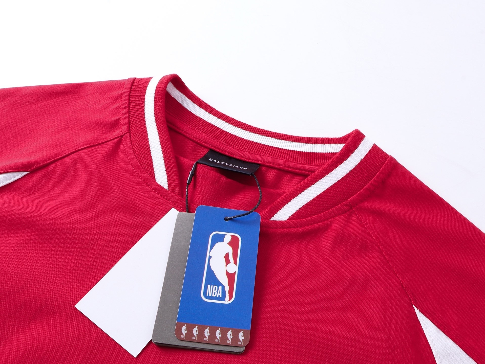 Balenciaga NBA Collab Health Mesh & Color-Block Long-Sleeve T-Shirt Black/Red/White