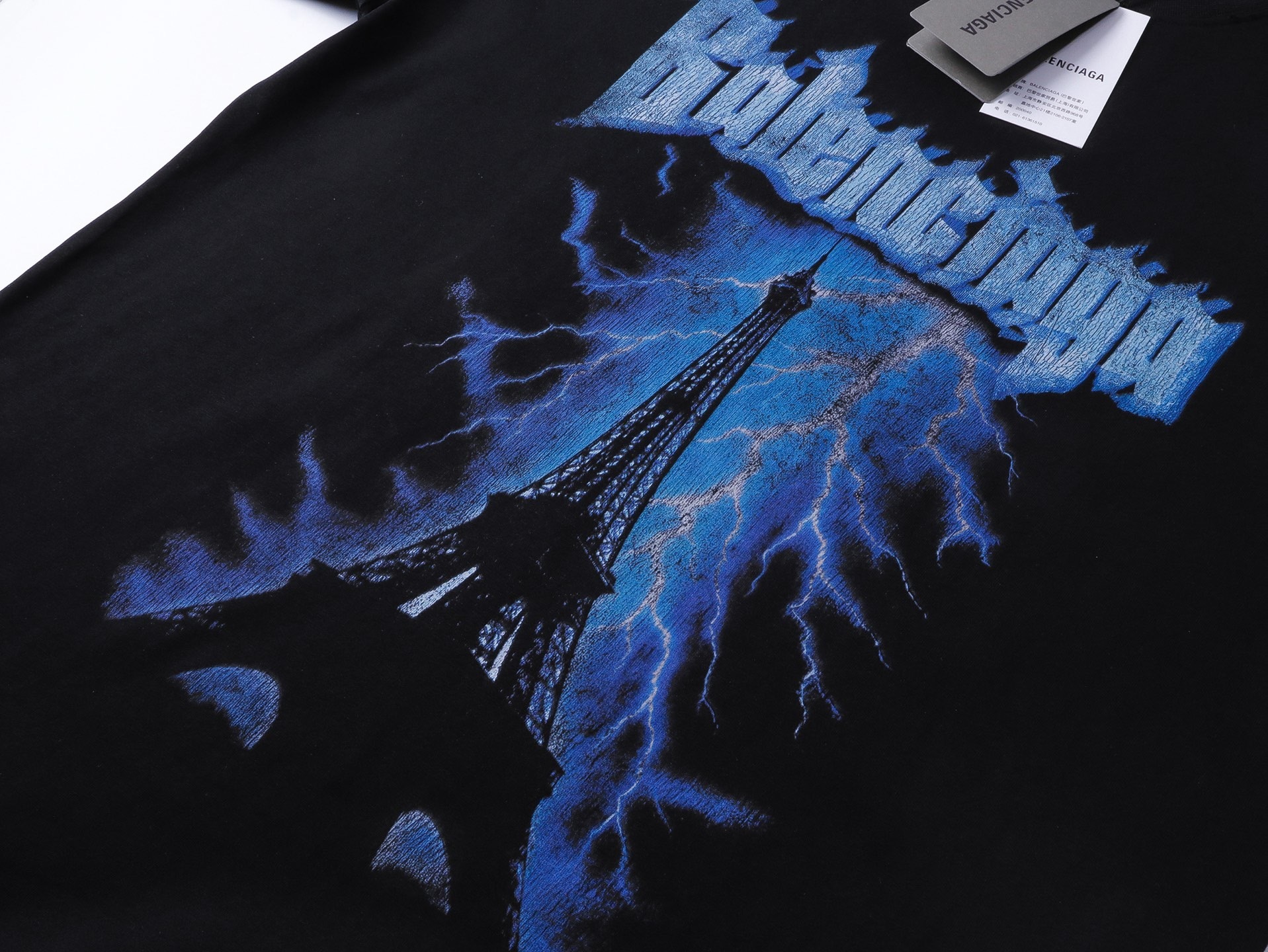 Balenciaga Paris Eiffel Tower Printed T-shirt Black
