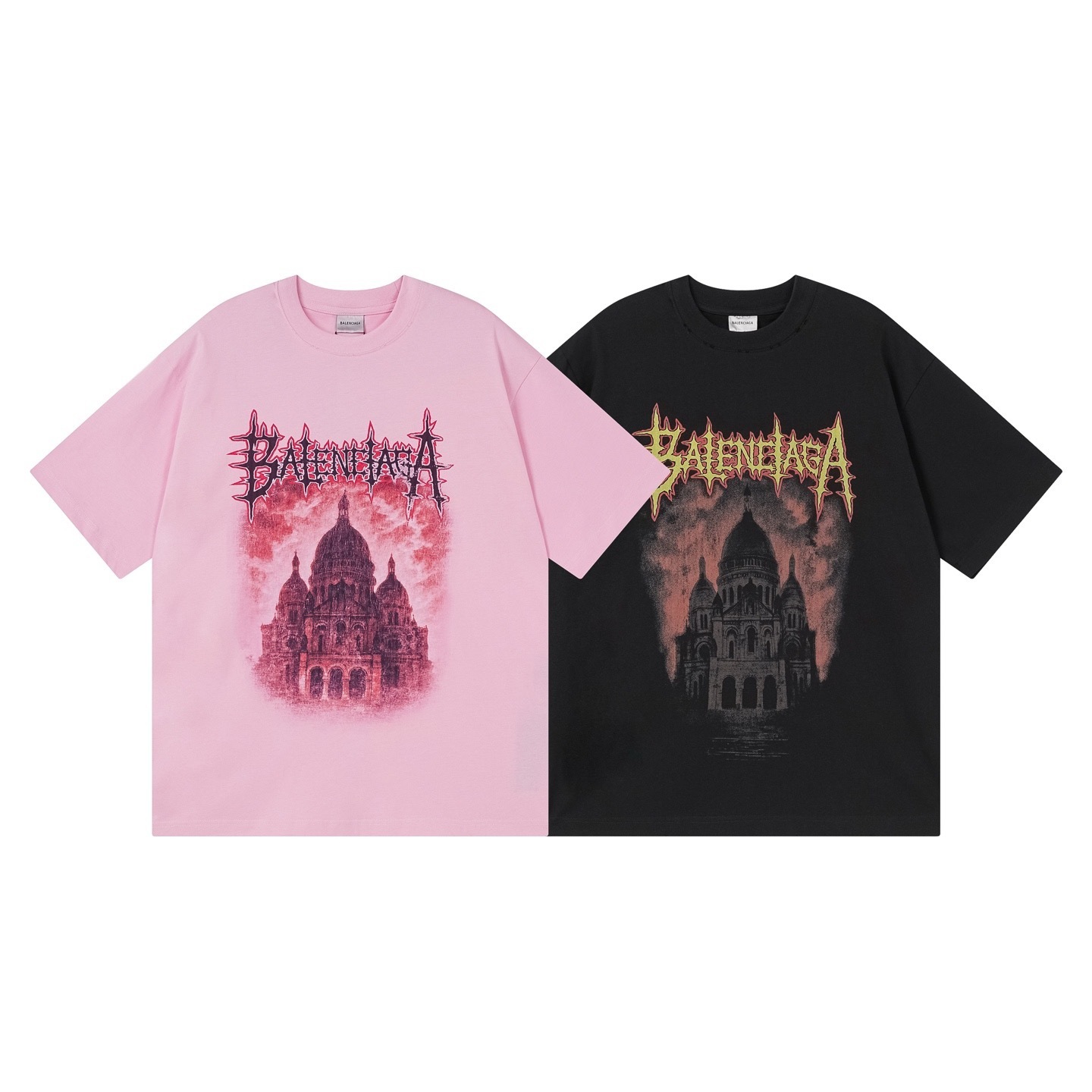 Balenciaga Paris Sacré-Cœur Basilica Printed T-shirt Black/Pink