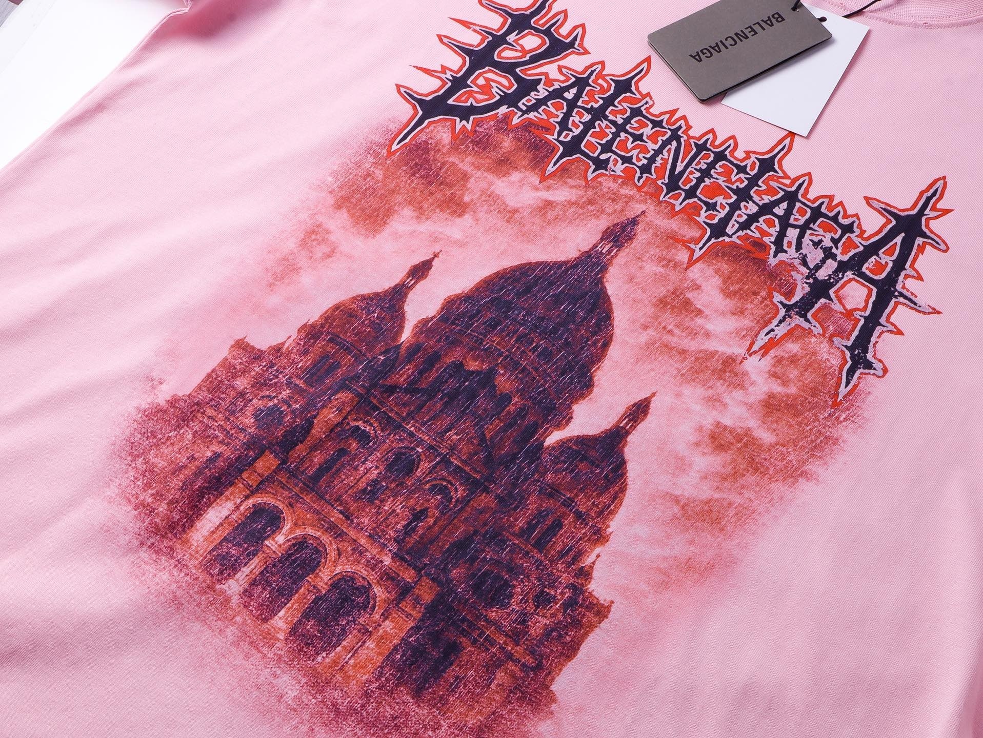 Balenciaga Paris Sacré-Cœur Basilica Printed T-shirt Black/Pink