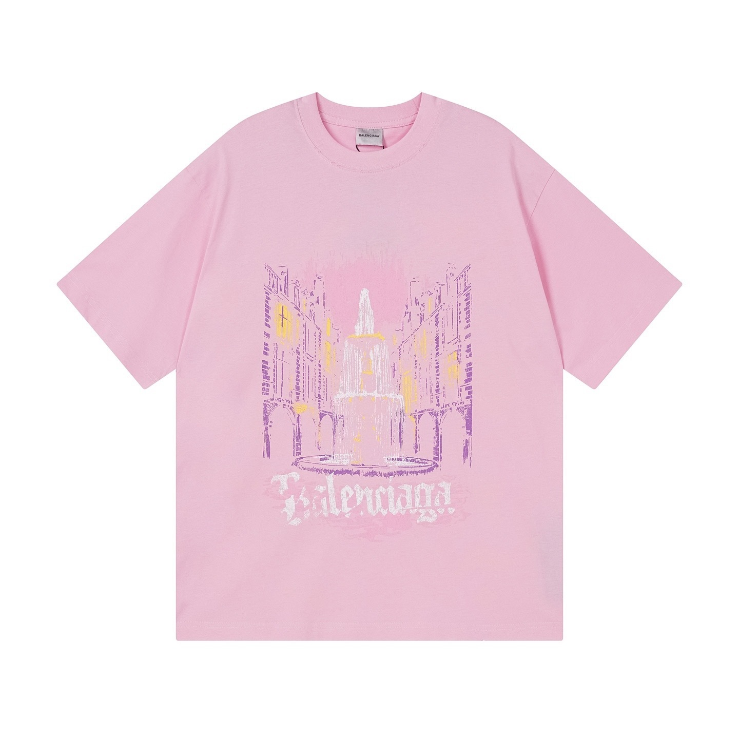 Balenciaga Place Des Vosges Printed T-shirt Pink