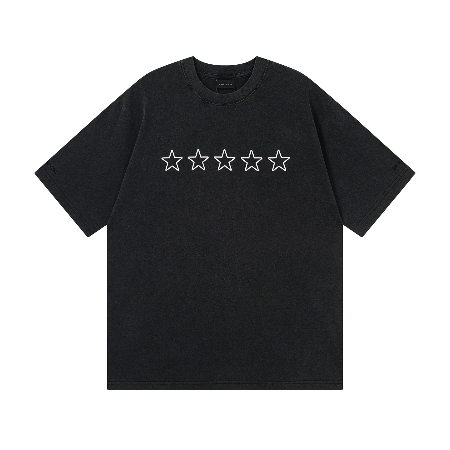 Balenciaga Star Embroidered Washed T-Shirt Black/Lake Blue