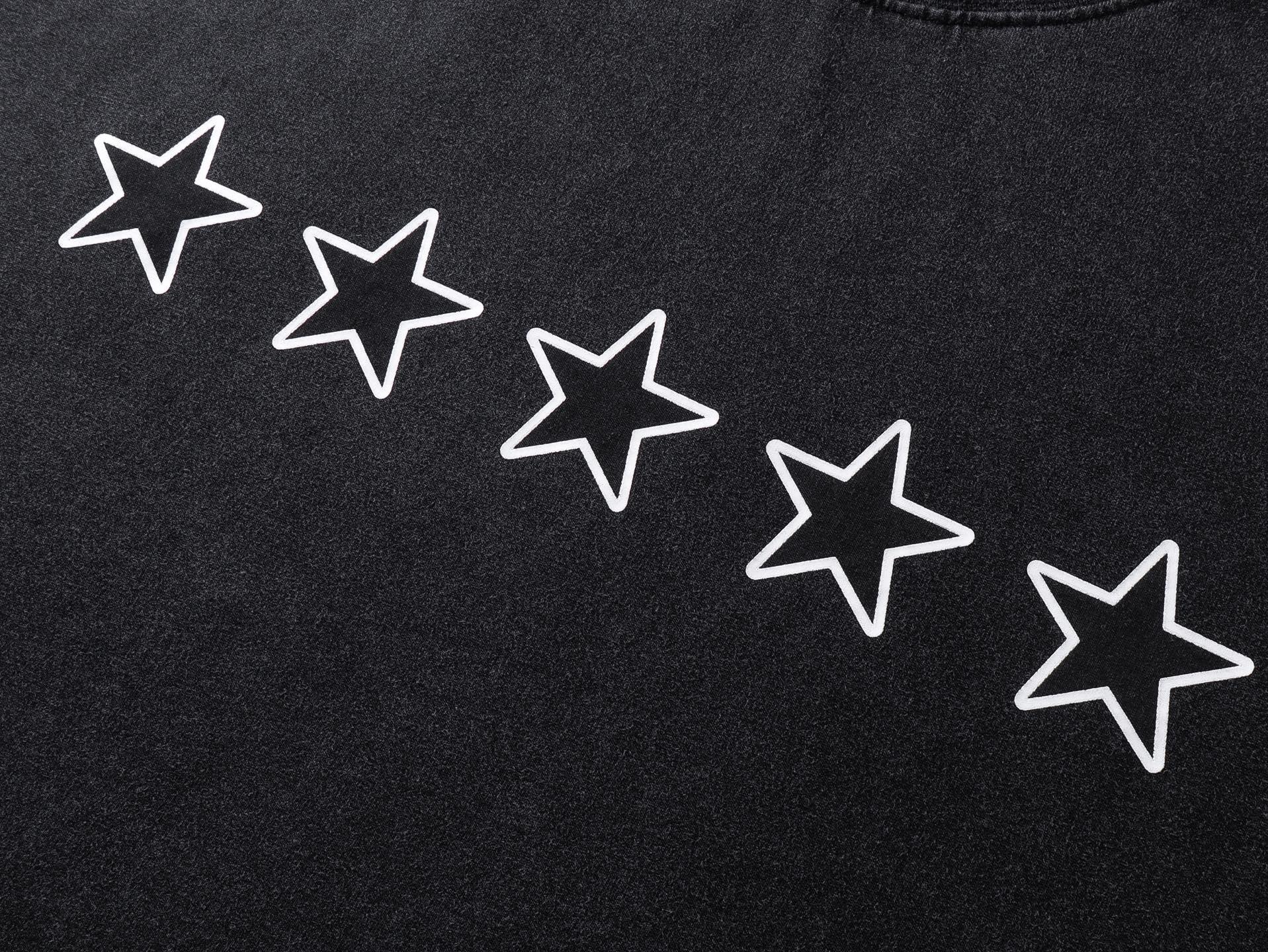 Balenciaga Star Embroidered Washed T-Shirt Black/Lake Blue