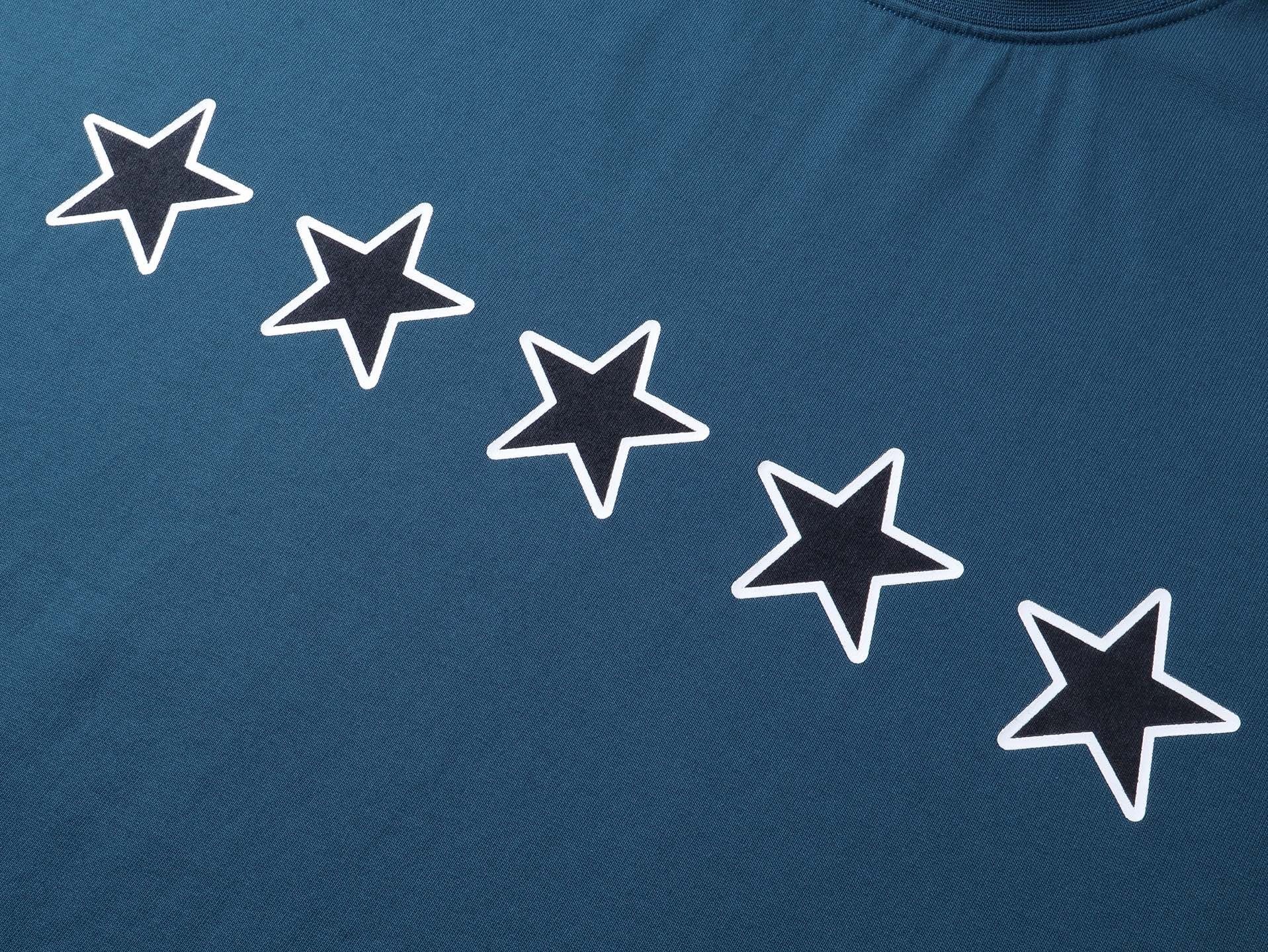 Balenciaga Star Embroidered Washed T-Shirt Black/Lake Blue