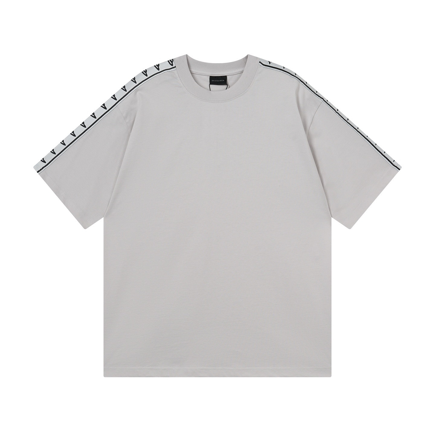 Balenciaga Washed & Distressed T-Shirt With 3B Artistic Webbing Accents Sleeves Black/Apricot