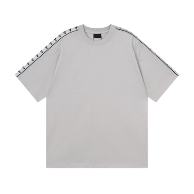 Balenciaga Washed & Distressed T-Shirt With 3B Artistic Webbing Accents Sleeves Black/Apricot 02