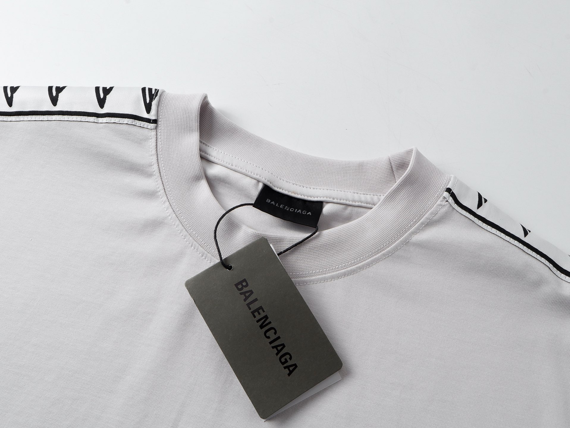 Balenciaga Washed & Distressed T-Shirt With 3B Artistic Webbing Accents Sleeves Black/Apricot