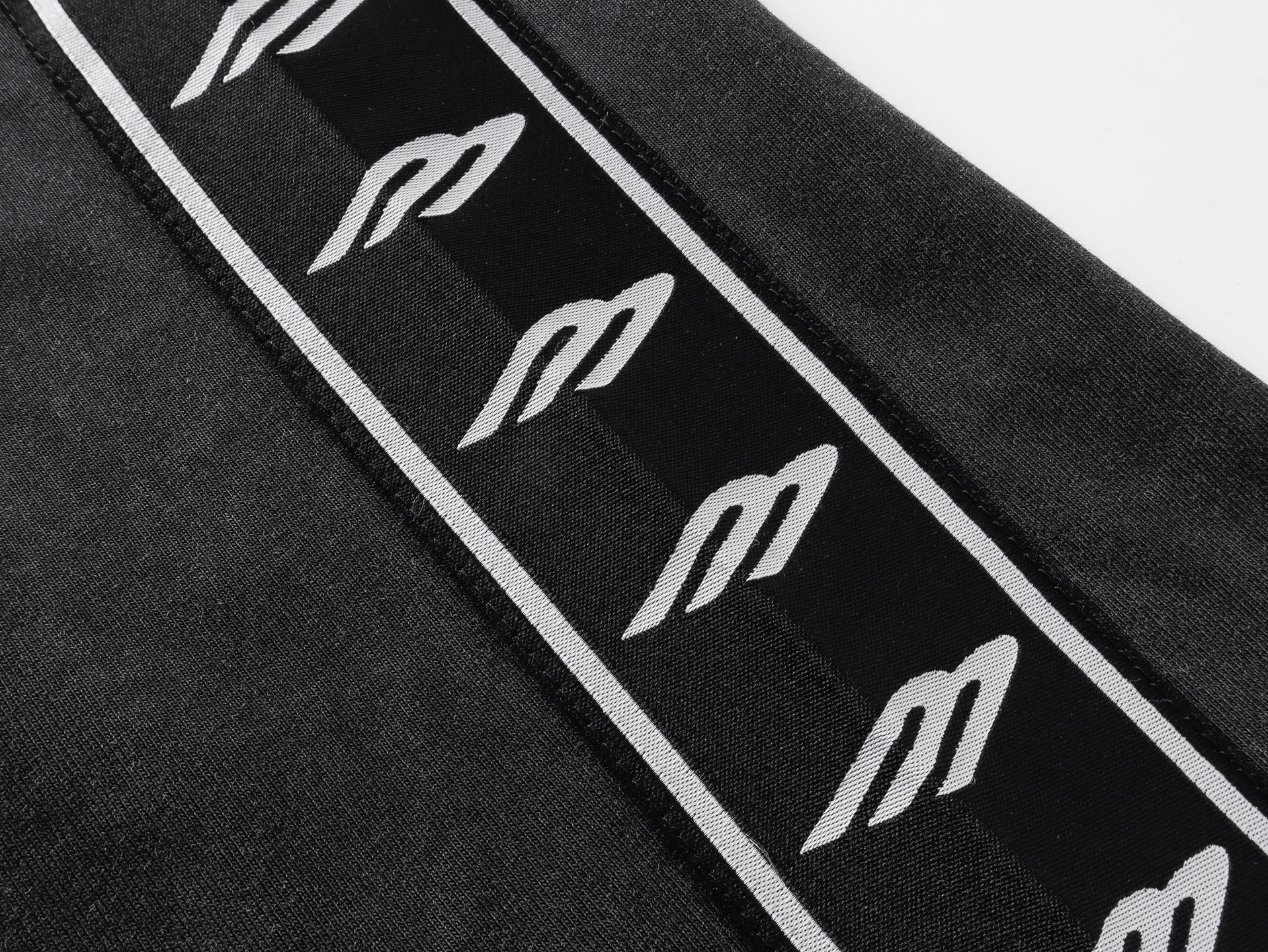 Balenciaga Washed & Distressed T-Shirt With 3B Artistic Webbing Accents Sleeves Black/Apricot