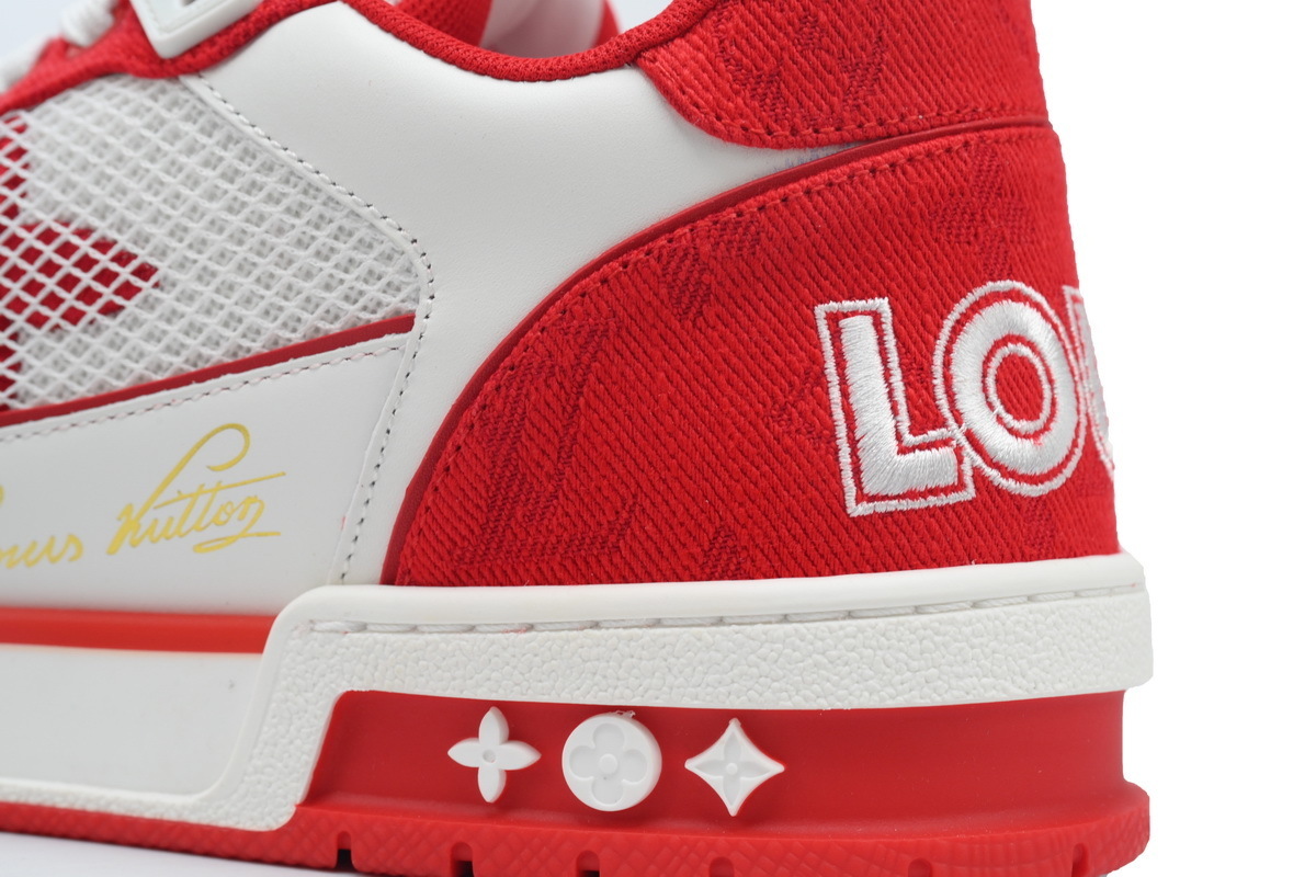 Louis Vuitton Trainer Red Monogram Denim 1ABLXI