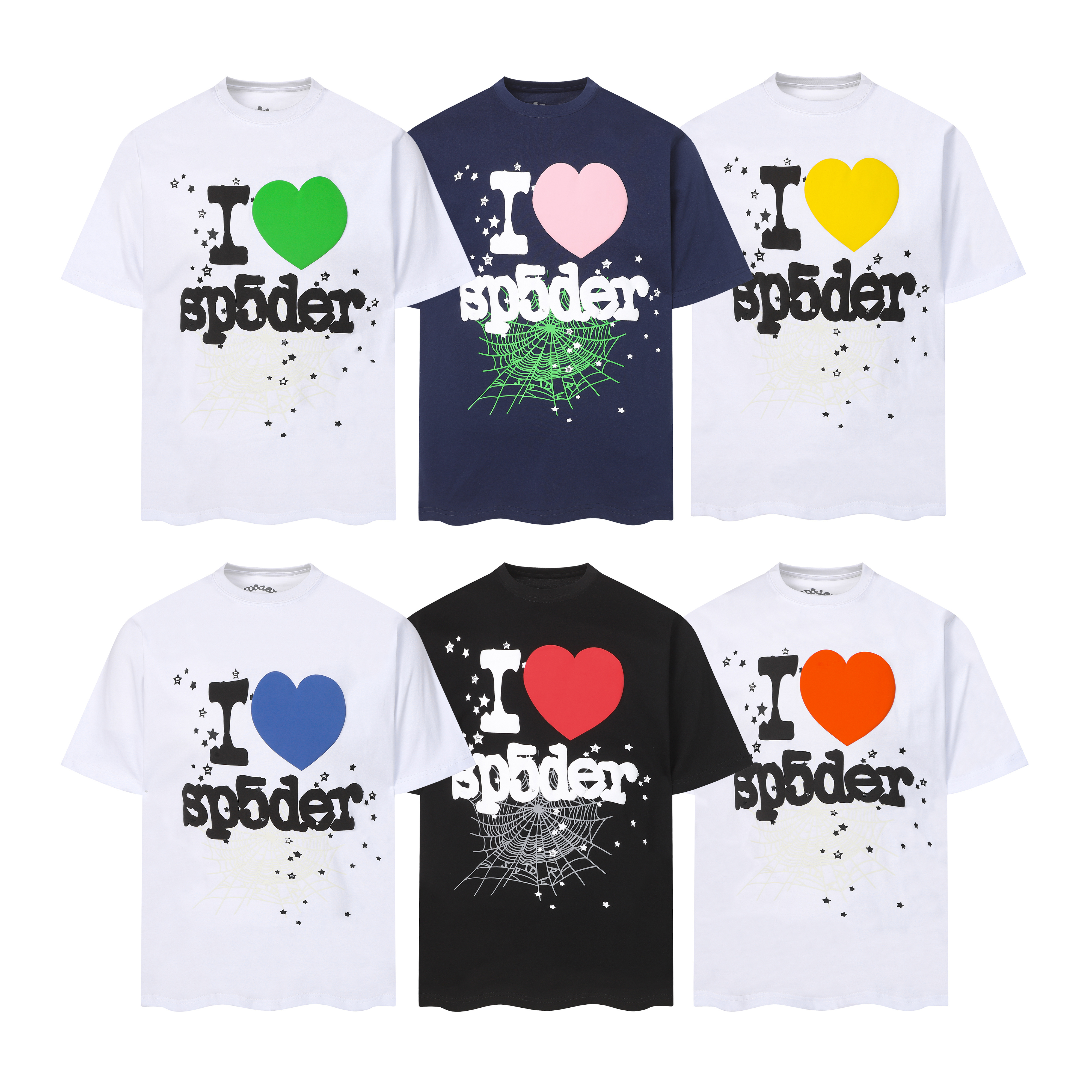 Sp5der I Heart SP5DER T-shirt T001 Black/Blue/White