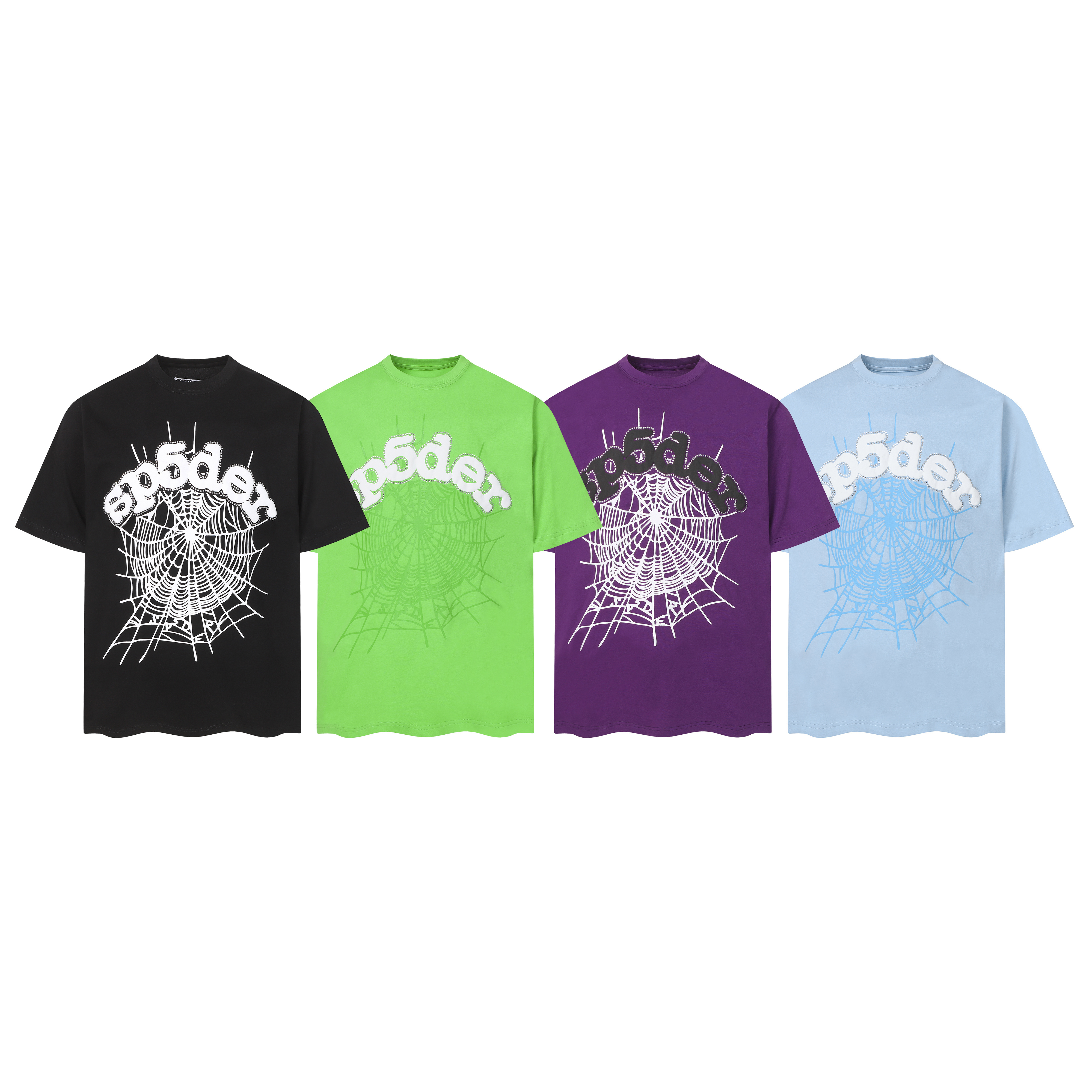 Sp5der Rhinestone T-shirt T012 Black/Green/Blue/Purple