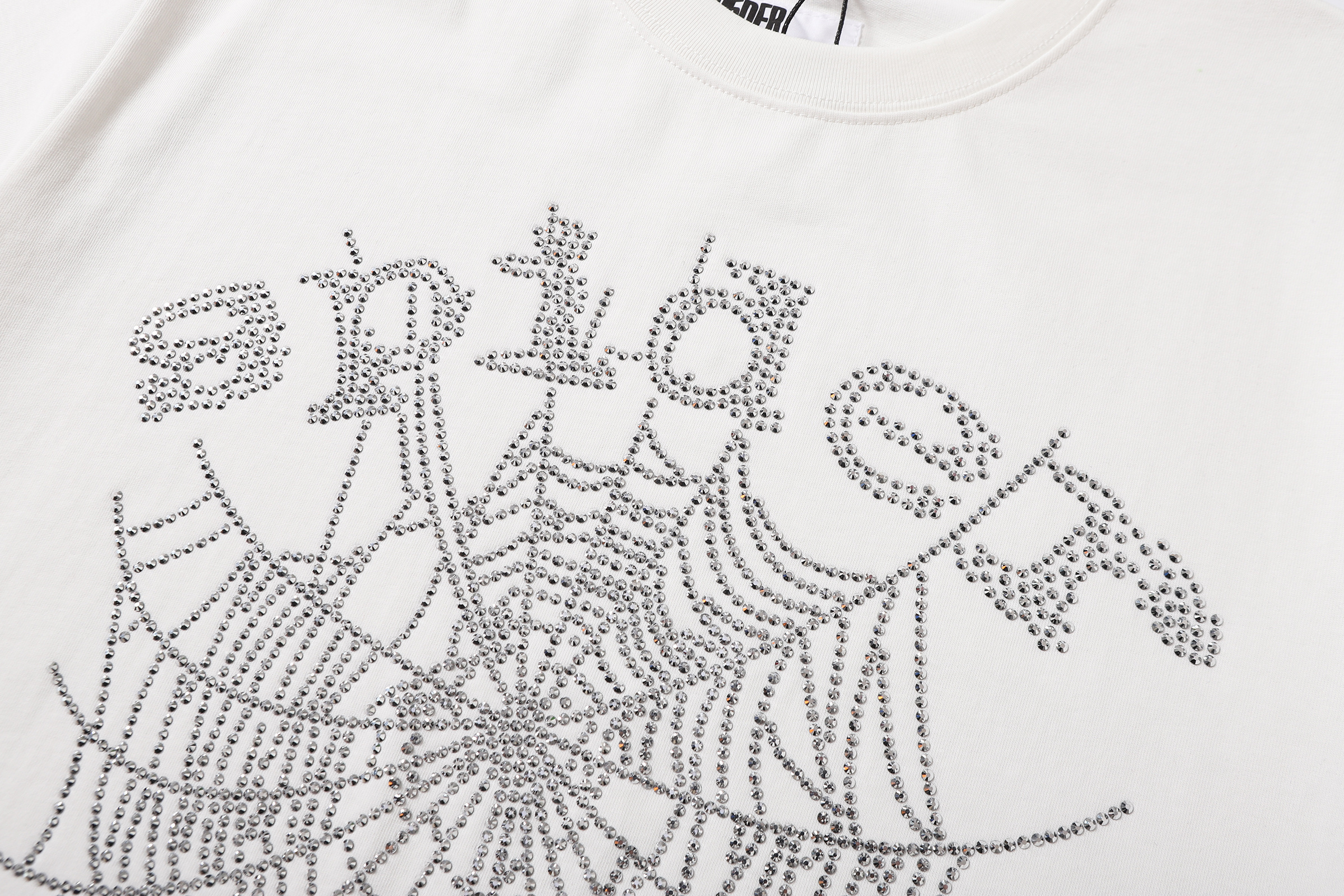 Sp5der Rhinestone T-shirt T014 Black/White