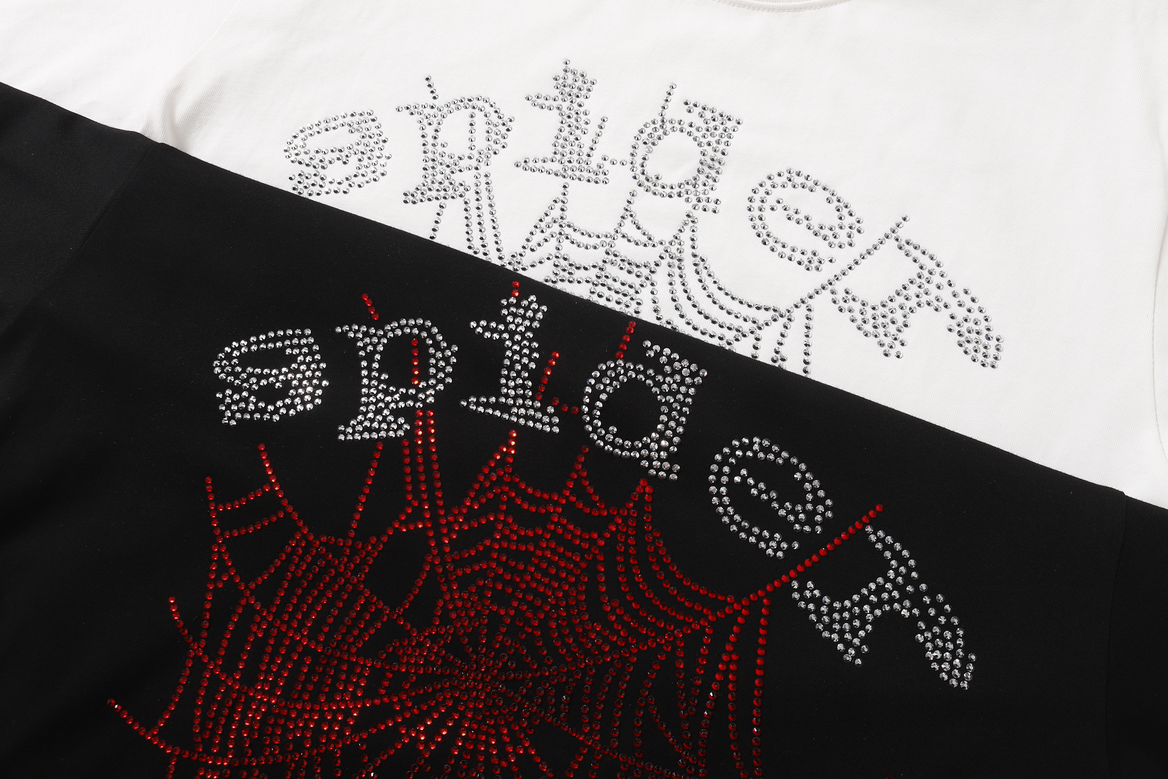 Sp5der Rhinestone T-shirt T014 Black/White