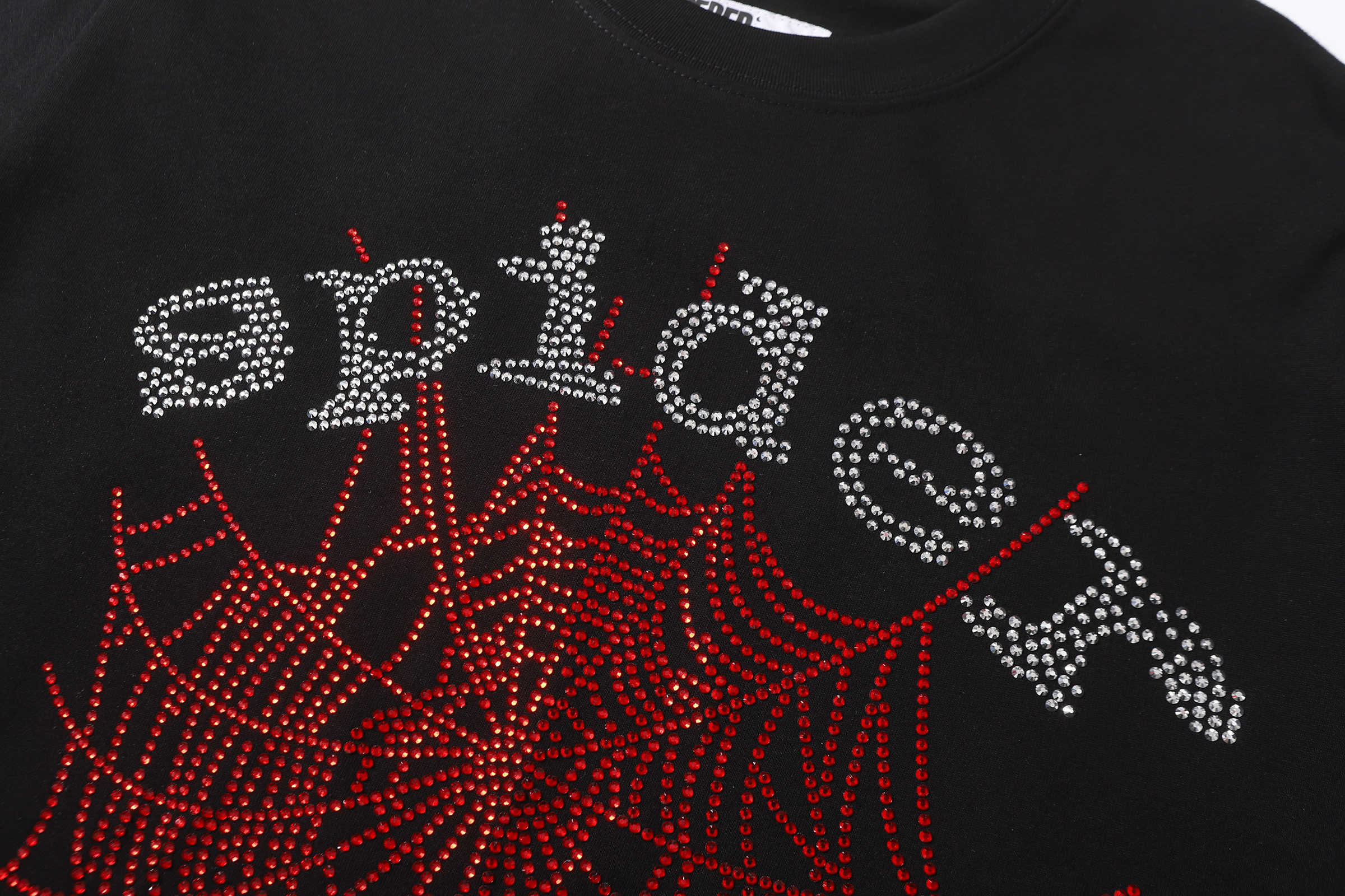 Sp5der Rhinestone T-shirt T014 Black/White