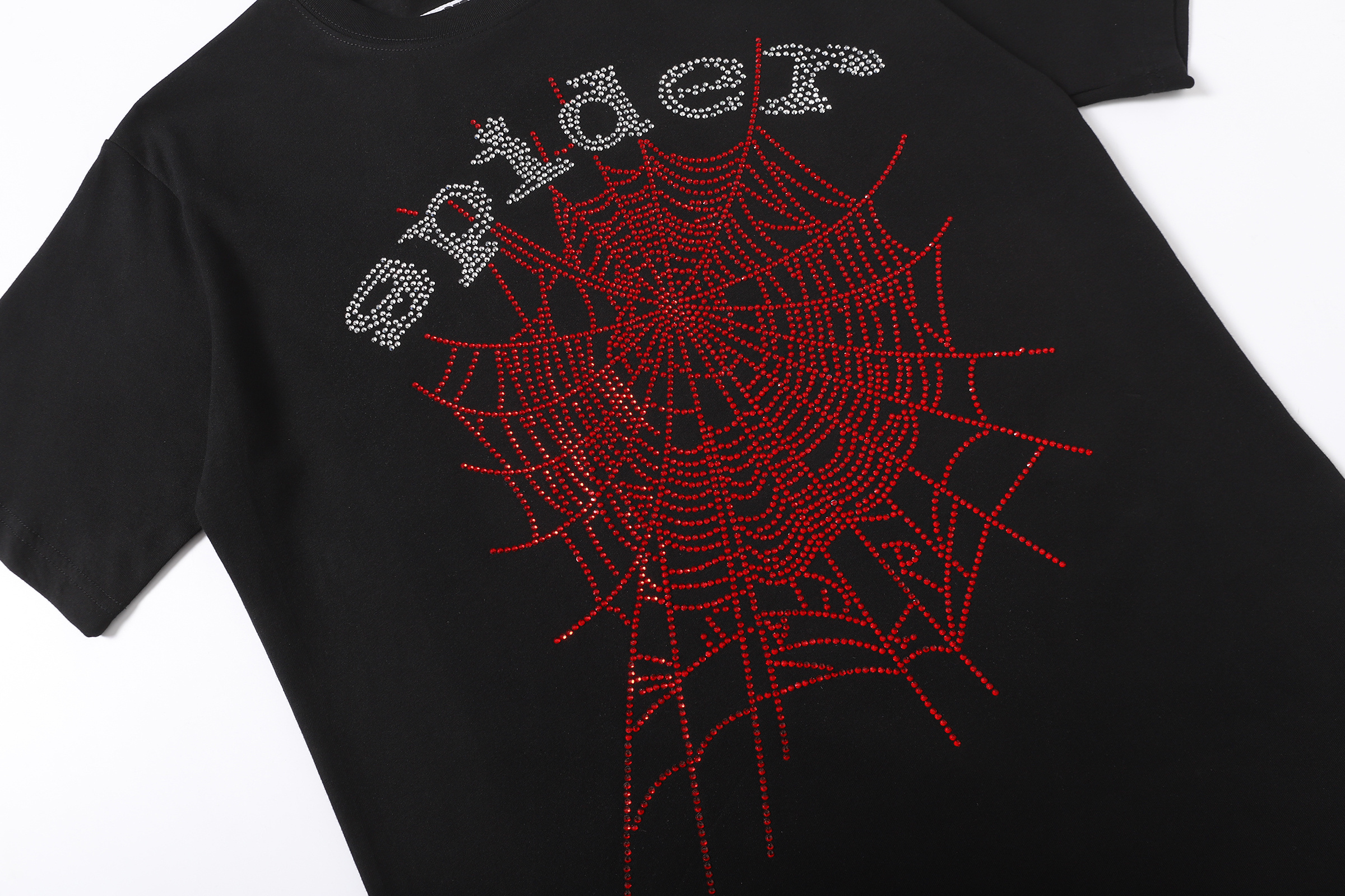 Sp5der Rhinestone T-shirt T014 Black/White