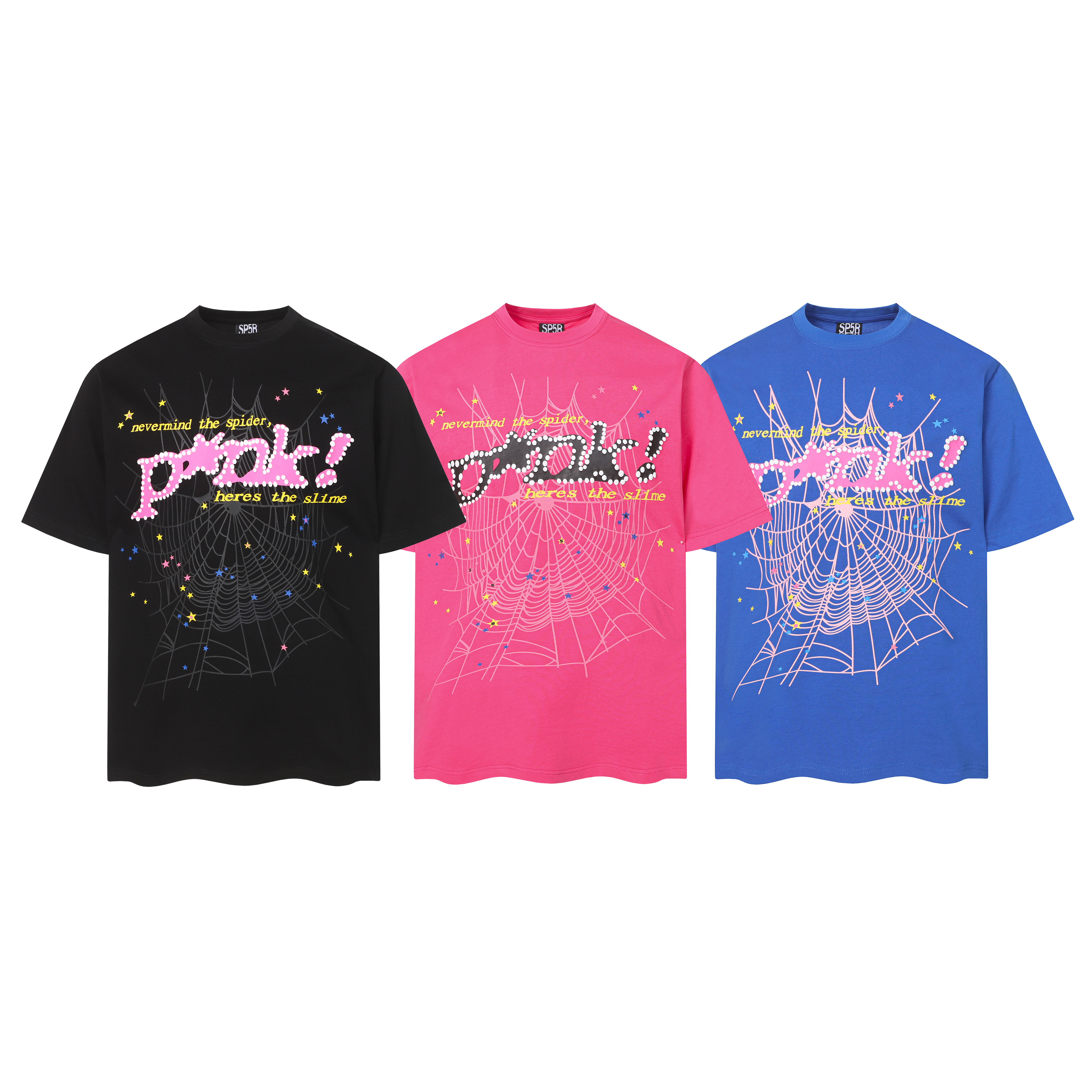 Sp5der T-shirt T009 Black/Blue/Pink