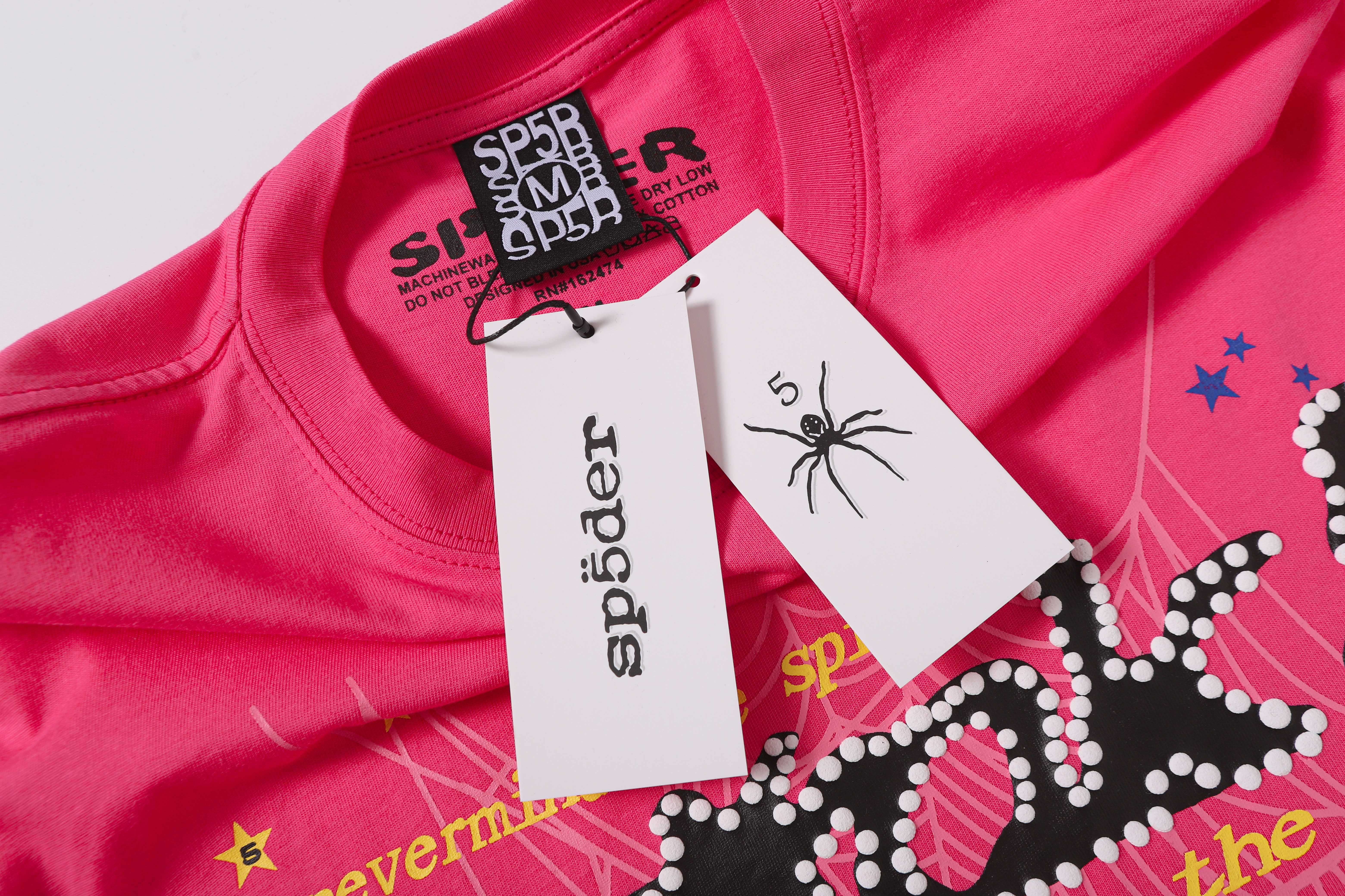 Sp5der T-shirt T009 Black/Blue/Pink