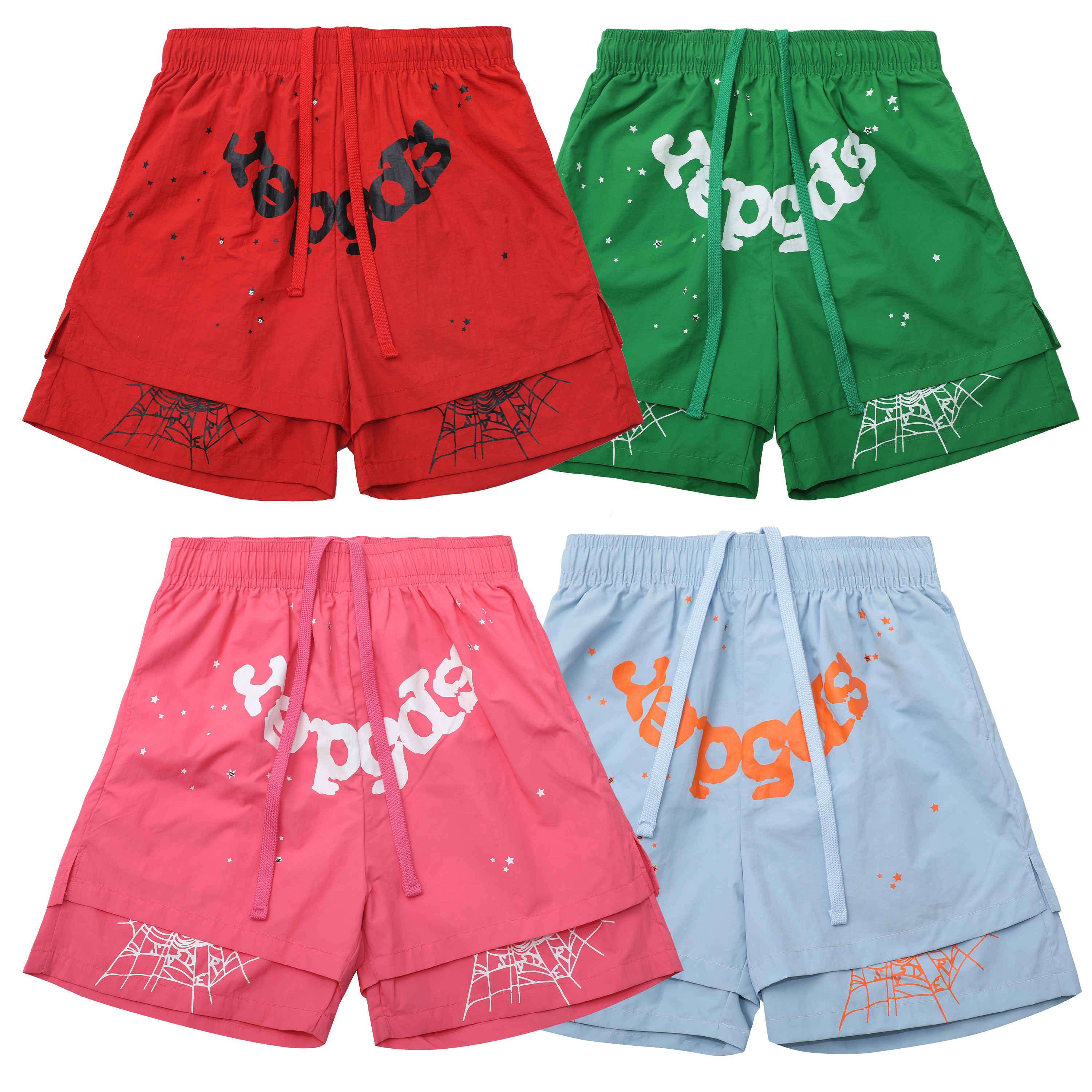 Sp5der Sweatshort #200 Red/Pink/Green/Blue