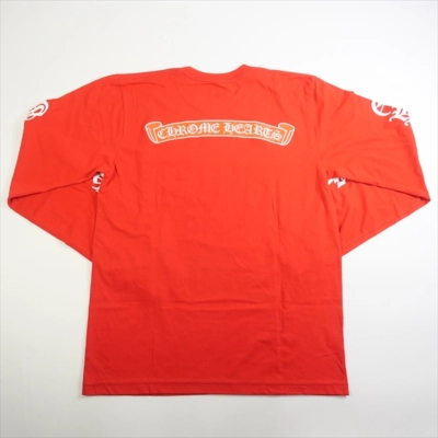 Chrome Hearts Scroll Label Long-Sleeve Orange Red 02