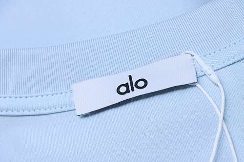 Alo Embroidered Logo Solid-Color T-Shirt Blue
