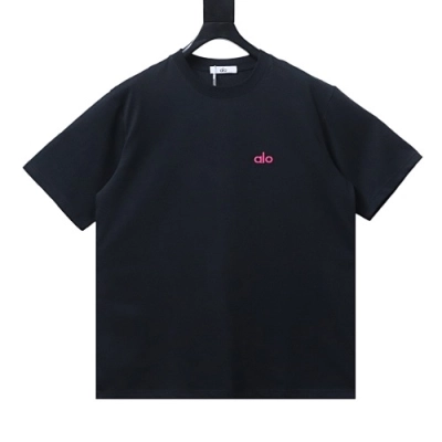 Alo Embroidered Logo Solid-Color T-Shirt Black 01