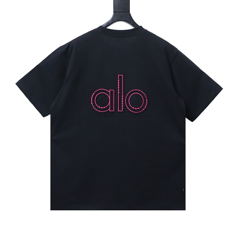 Alo Embroidered Logo Solid-Color T-Shirt Black