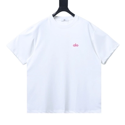 Alo Embroidered Logo Solid-Color T-Shirt White 01