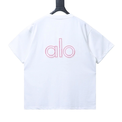 Alo Embroidered Logo Solid-Color T-Shirt White 02