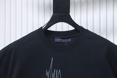 Louis Vuitton Dotted-Line Embroidered T-Shirt Black
