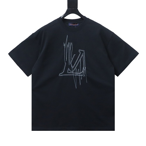 Louis Vuitton Dotted-Line Embroidered T-Shirt Black
