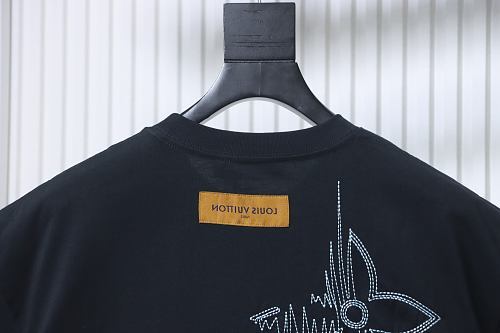 Louis Vuitton Dotted-Line Embroidered T-Shirt Black