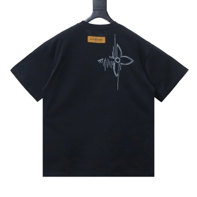 Louis Vuitton Dotted-Line Embroidered T-Shirt Black 02