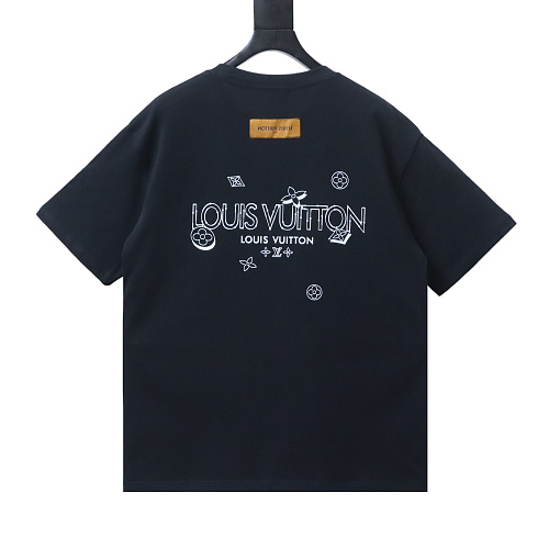 Louis Vuitton Dotted-Line Three-Flower T-Shirt Black